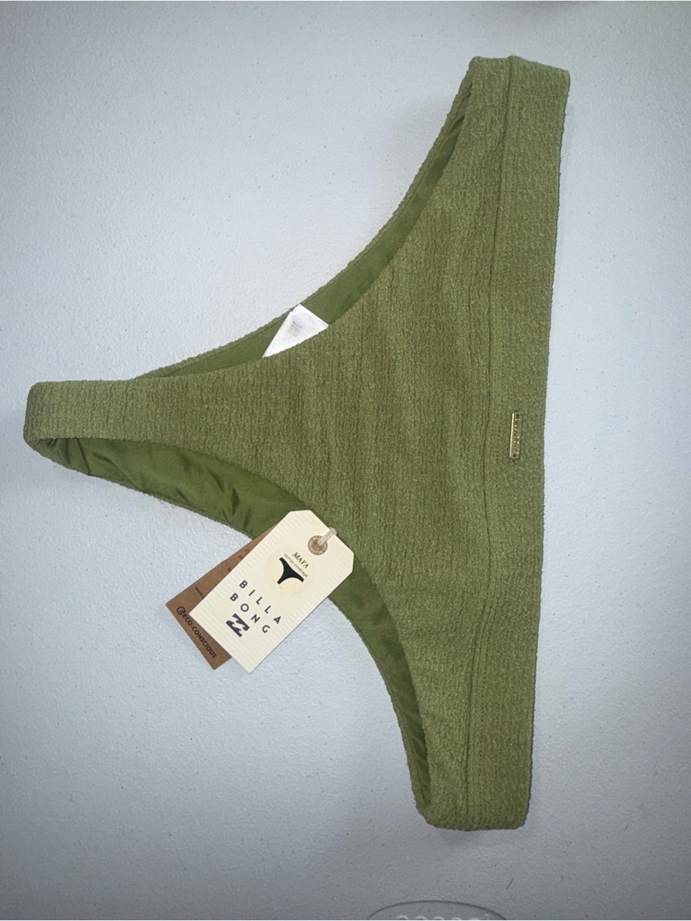 Billabong Maya Bikini Bottoms XL Green Textured Skimpy Coverage NWT - Picture 6 of 6
